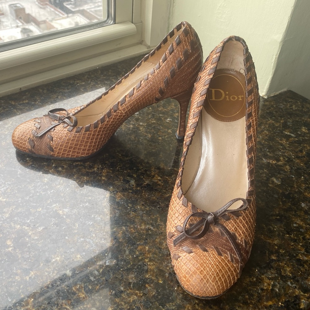 Vintage Dior Snakeskin Heels - Size 37.5/6.5
